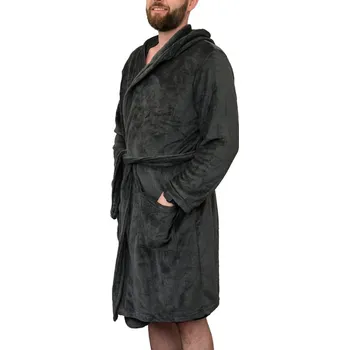 Dámský župan Mikroplyšový župan s kapucí SPIRIT, šedý Velikost: L