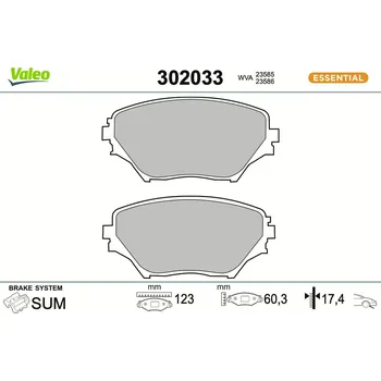 Brzdová destička Sada brzdových destiček, kotoučová brzda VALEO 302033