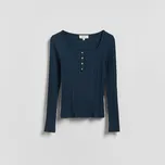 Reserved - Tričko s dlouhými rukávy a vysokým podílem modalu - tmavomodrá - 114IT-59X - 114IT-59X-S