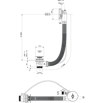Polysan Vanová souprava s napouštěním bovden délka 1200 mm zátka 72 mm chrom 71857