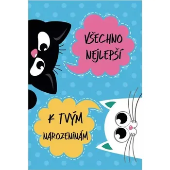 Český výrobce Blahopřání k narozeninám kočky s textem 11,5 x 17 cm