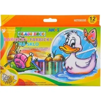 Speciální výtvarná barva Barvy na sklo 12ks (12x10,5ml) s šablonami