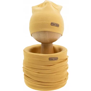 Čepice Chlapecká souprava čepice + nákrčník hořčicová Nicol, vel. 80/86