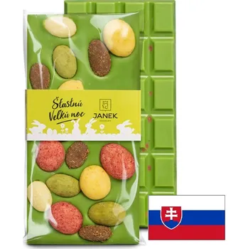Čokoláda Zelená Velikonoční čokoláda s vajíčky - šťastnú veľkú noc