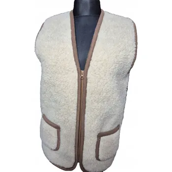 Pánská vesta Pánská vlněná vesta 100% přírodní ovčí vlna béžová teplá - XL