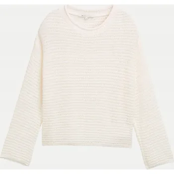 Dámský svetr Tom Tailor Denim dámský svetr bílý volný střih délka do boků velikost M