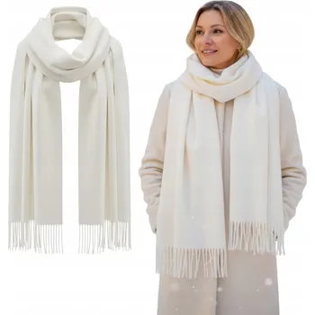 Šála Dámská šála z prémiové vlny - elegantní, teplá DÁREK pro ni bílá