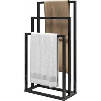 Věšák STOJAN NA RUČNÍKY DO KOUPELNY VĚŠÁK LOFT ČERNÝ KOVOVÝ 3 ÚROVNĚ