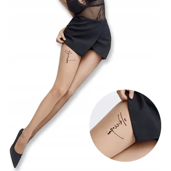 Dámské punčochy Hladké Punčocháče Marilyn Béžové dámské Punčocháče s decentním nápisem 20den BÉŽOVÁ/ČERNÁ velikost 5XL