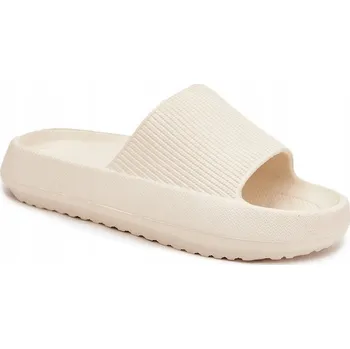 Dámská obuv NAZOUVÁKY DÁMSKÉ LEHKÉ PĚNOVÉ NA PLATFORMĚ S VÝŘEZEM ECRU 40/41