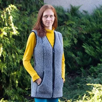 Dámská vesta Dámská dlouhá vesta merino grafit 2XL