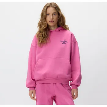 Dámská mikina Reserved - Mikina s kapucí a vyšívaným nápisem - růžová - 766HS-30X - 766HS-30X-X_S