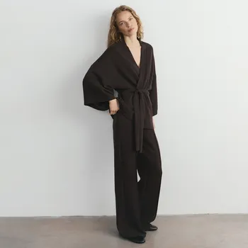 Dámské kalhoty Reserved - Volné kalhoty s modalem - tmavě hnědá - 904HS-89X - 904HS-89X-M