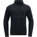 Klasický teplý vlněný svetr s vysokým límcem DEVOLD Nansen Wool High Neck, Navy - S