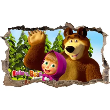 Samolepící dekorace Dětská nálepka na zeď s pohádkovým motivem Máša a medvěd 47x77cm