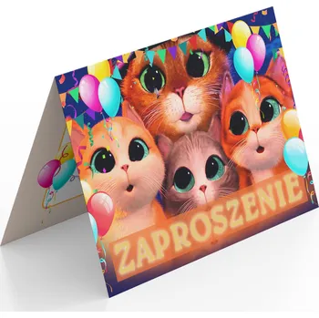 POZVÁNKA KOCUR V BOTÁCH NA DĚTSKOU OSLAVU + OBÁLKA DÁREK