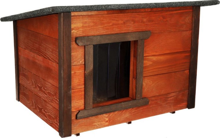 Zateplená bouda pro psa M 66x51x60 cm DECHLAND BP02 mahagon
