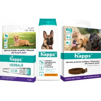 Antiparazitikum pro psa Obojek proti parazitům Happs Obojek a kapky proti blechám a klíšťatům pro velké psy