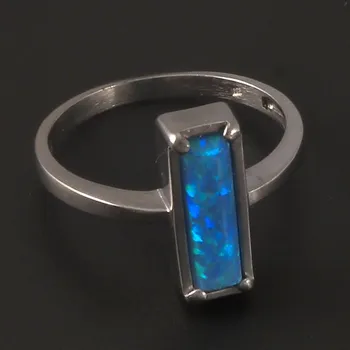 Prsten Goldpoint Stříbrný prsten obdélníkový modrý opál Velikost: 52