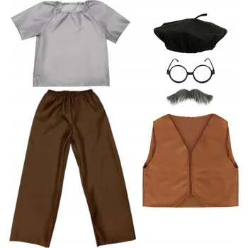 Karnevalový kostým KOSTÝM DĚDEK STAŘÍK DEN DĚDEČKŮ PŘEDSTAVENÍ 134-140 6 dílů