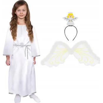 Karnevalový kostým ŠATY ANDĚLSKÉ KOSTÝM ANDĚLSKÁ ČELENKA 134-140