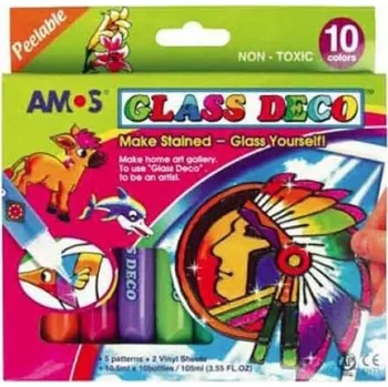 Speciální výtvarná barva Barvy na sklo 10ks (10x10,5ml) s šablonami