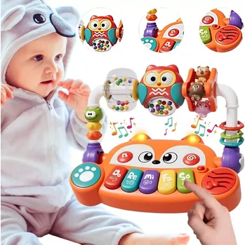 Hračka pro nejmenší Woopie Baby interaktivní vzdělávací piano liška s LED a chrastítky