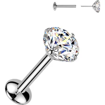 Piercing Šperky4U Piercing do brady - PUSH IN labreta TITAN Moissanit 0.5ct (5mm) - TM022