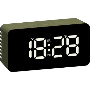 Hodiny BÍLÝ ZELENÝ ČITELNÝ LED HODINY BUDÍK S TEPLOMĚREM JVD SB3658.6 ALARM