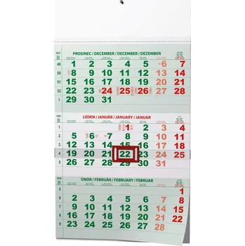 Kalendář Baloušek Tisk Nástěnný kalendář A3 tříměsíční zelený 2026