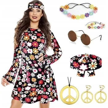 Karnevalový kostým KOSTÝM PŘEVLEK HIPPIE BOHO LÉTA 70 80 VINTAGE TŘÁSNĚ RETRO DOPLŇKY