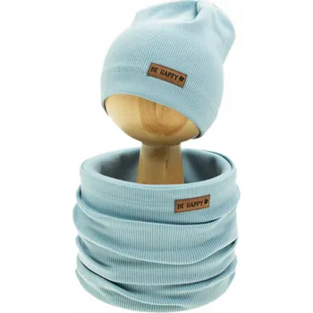 Čepice Dívčí modrá sada čepice a nákrčník Nicol, vel. 80/86