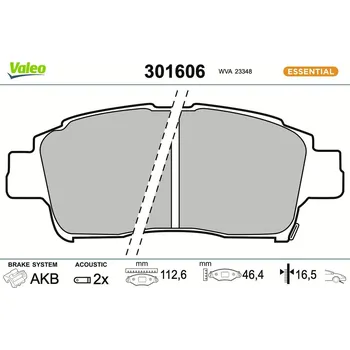 Brzdová destička Sada brzdových destiček, kotoučová brzda VALEO 301606