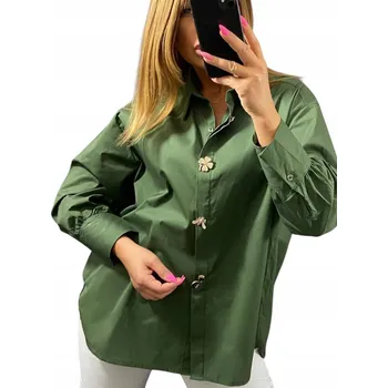 Dámská košile Genesy dámská košile s dlouhým rukávem, bez vzoru, zelená U215, velikost 52