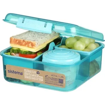 Jídlonosič Systém Bento Box TO GO | Obědový box s nádobou na jogurt/ovoce | 1,25 l | Vyrobeno z recyklovaného