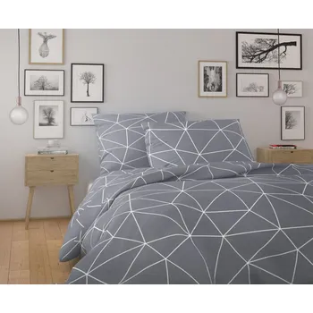 Povlečení Kvalitex Ložní bavlněné povlečení 140x200,70x90cm GRID šedé Bettwäschegröße: 1+2, 220x200, 70x90cm