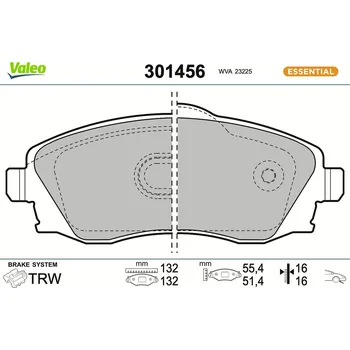 Brzdová destička Sada brzdových destiček, kotoučová brzda VALEO 301456