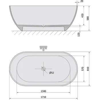 Polysan Reduta vana volně stojící 171 x 81 cm litý mramor béžová mat 71842.81