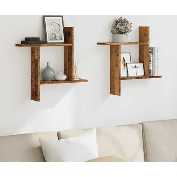 police vidaXL Nástěnné police 2 ks 50 x 12 x 50 cm kompozitní dřevo [853258] Barva: Staré dřevo