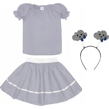 Karnevalový kostým KOSTÝM DEŠŤOVÝ OBLEK SET NA JARNÍ PLES PŘEVLEK ŠEDÝ 116-128 3KS