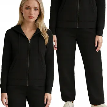 Dámská Tepláková Souprava Rozepínací Mikina a Široké Kalhoty Černá XL
