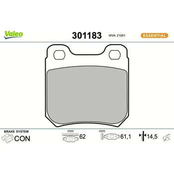 Brzdová destička Sada brzdových destiček, kotoučová brzda VALEO 301183