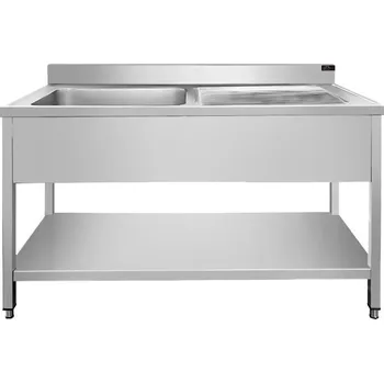 Nerezový dřez DASgastro Nerezový dřez se spodní policí 1,2 m - 1 umyvadlo vlevo, hloubka 60 cm