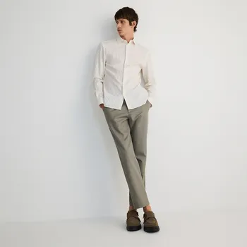 Pánské kalhoty Reserved - Kalhoty chino regular s příměsí konopí - světle olivová - 5539L-81X - 5539L-81X-36-3