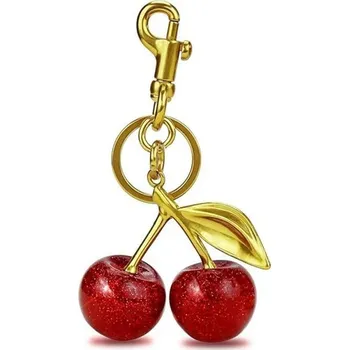 PŘÍVĚŠEK NA PŘÍVĚSEK NA KLÍČE TŘEŠŇOVĚ ČERVENO-ZLATÝ NA DEKORACI TAŠKY, DÁREK 12 CM