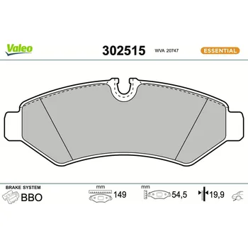 Brzdová destička Sada brzdových destiček, kotoučová brzda VALEO 302515