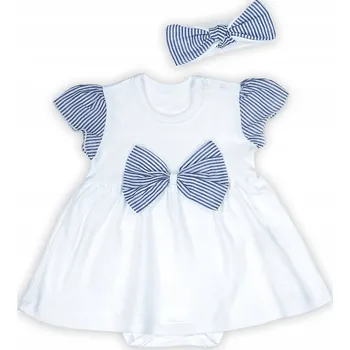 Kojenecký body Dívčí set šatičky-body + čelenka bílá Nicol, vel. 68