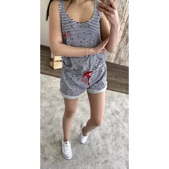 Dámské pyžamo Sun City Dámský letní overal MICKEY MOUSE s proužky modrý Modrá, Velikost: M M