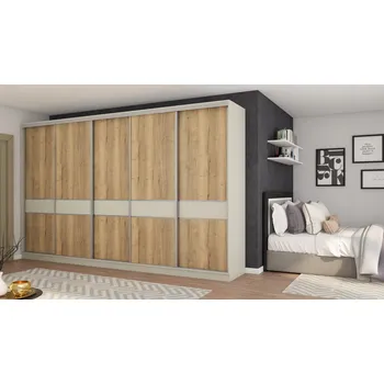 Šatní skříň Skříň 360 cm, moderní šatní skříň do ložnice, dub Halifax EGGER