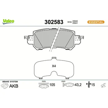 Brzdová destička Sada brzdových destiček, kotoučová brzda VALEO 302583